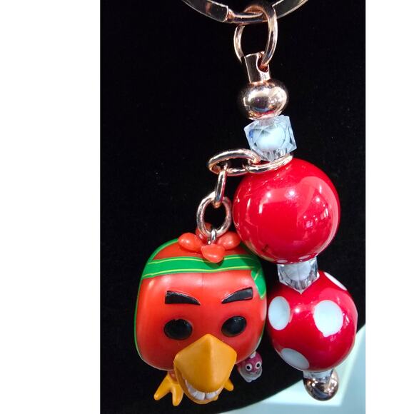 Handmade Beaded Keychain With Reworked Mini Figure - Picture 8 of 10